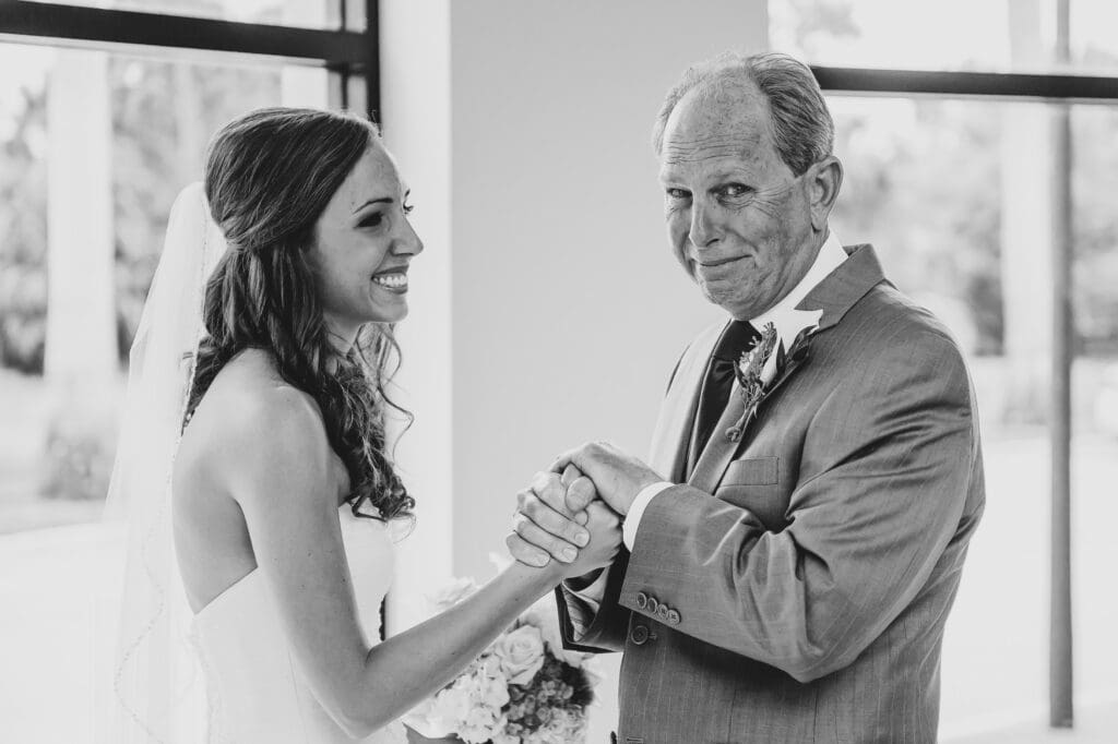 Bride and first look with dad