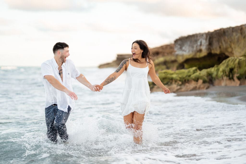 Blowing rocks engagement shoot in Jupiter