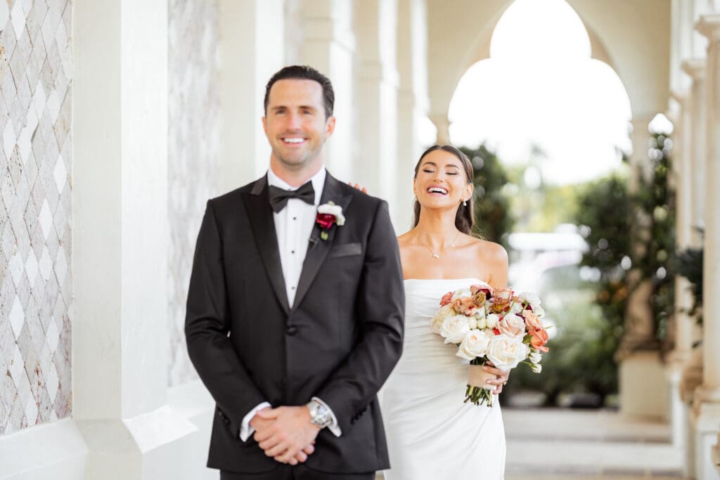 Bride and Groom first look at The Addison in Boca Raton.
