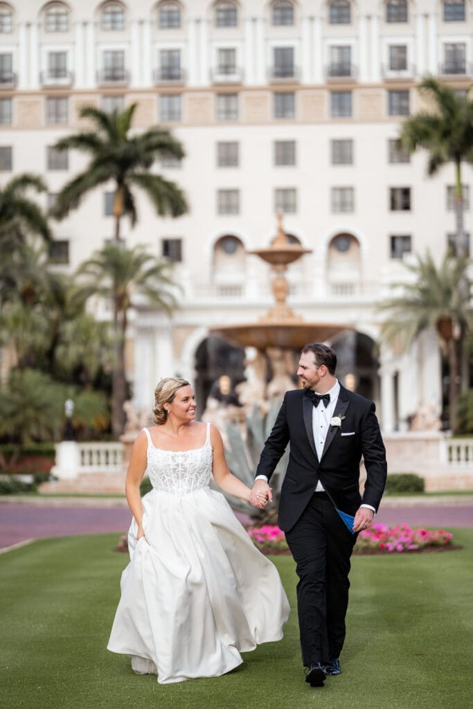 Bride and groom portraits at the Breakers Palm Beach